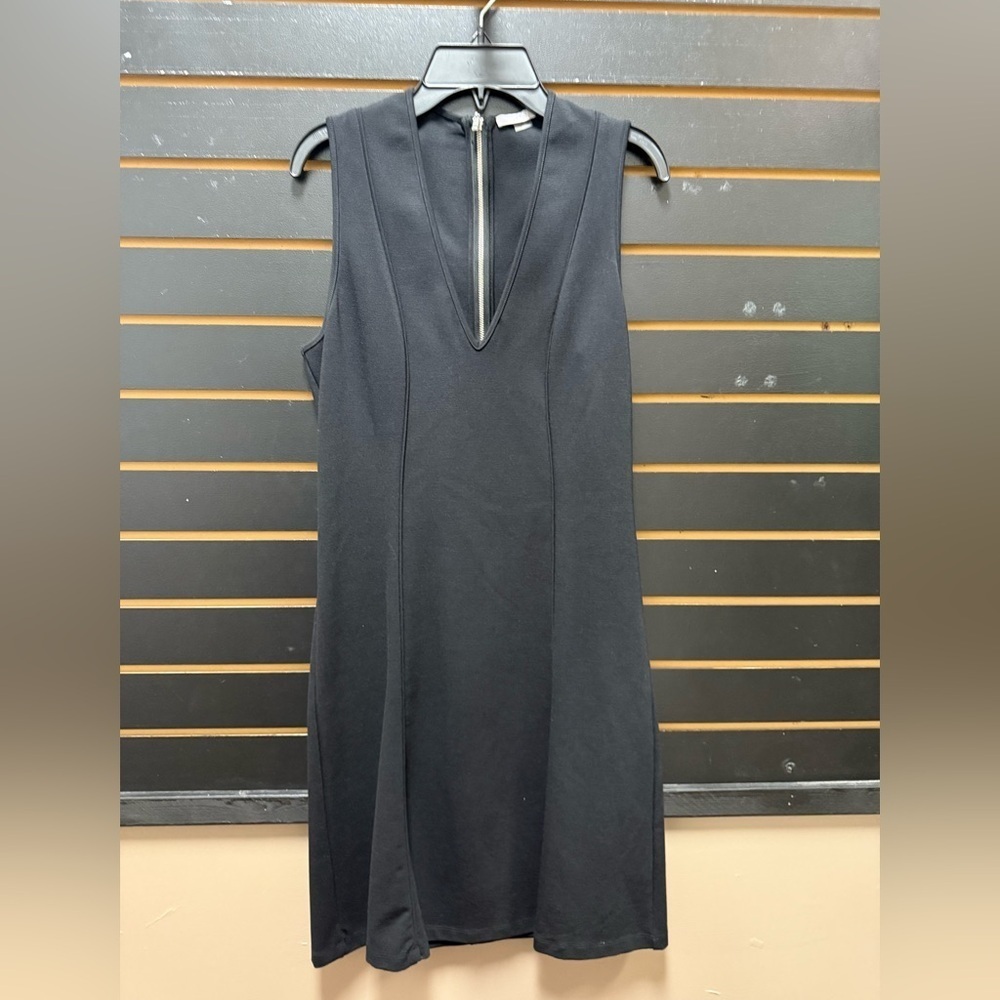 Tart Black Sleeveless Sheath Dress Mock Neck Slit Size S